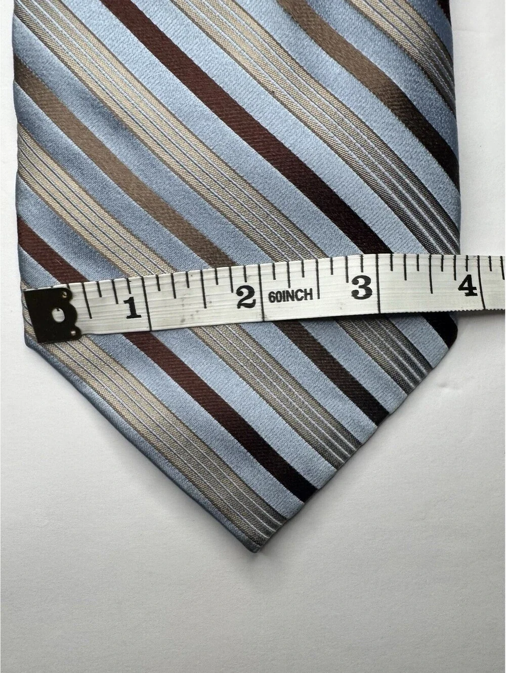 Calvin Klein Men's Silk Tie Necktie Blue Brown Striped Business Designer Formal